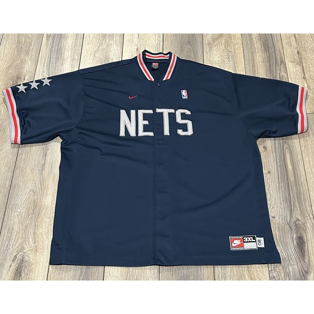 Vintage Nike NBA New Jersey Nets‎ Warm Up Jacket Navy Blue Mens Sz 3XL Throwback